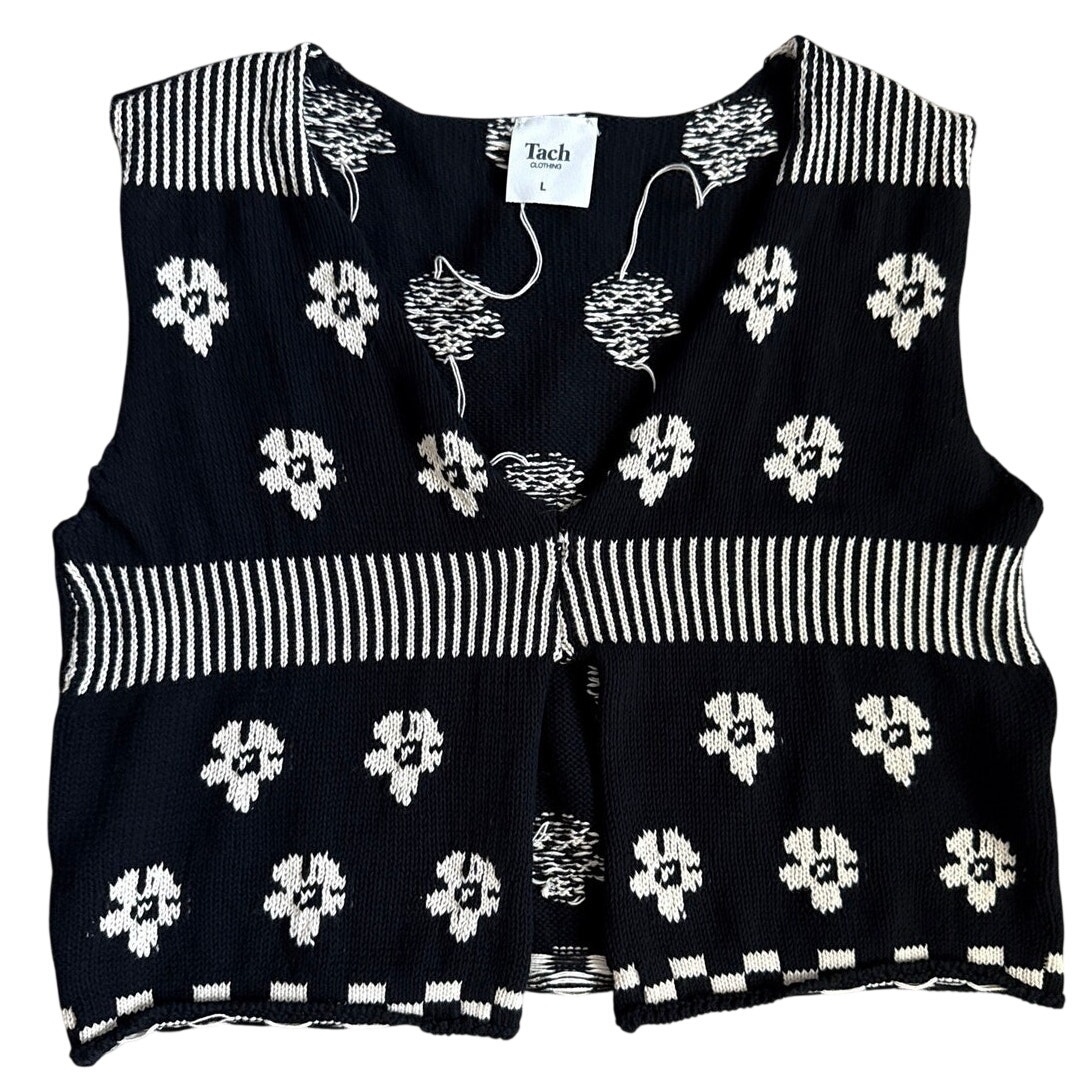 Tach Clothing Alessia Cotton Knit Shorts Set Black White Size Large — image 6 of 8